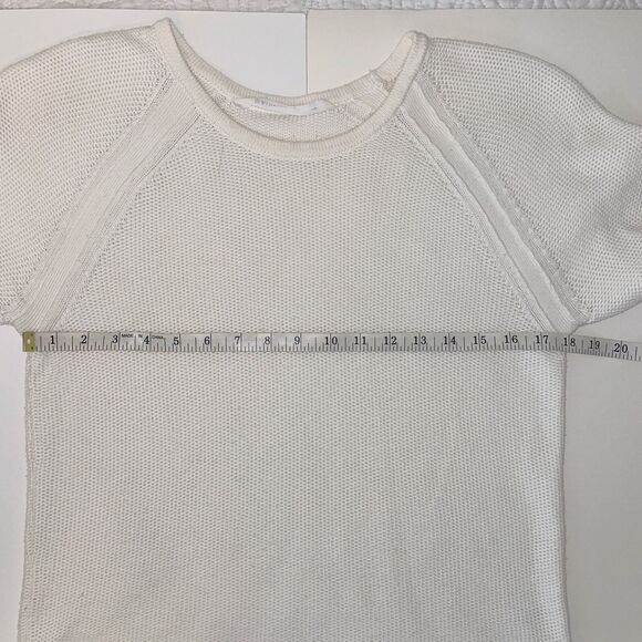 ATHLETA Varsity Crewneck Knit Pullover Side Zipper Sweater Cotton Ivory Cream L - Picture 5 of 12